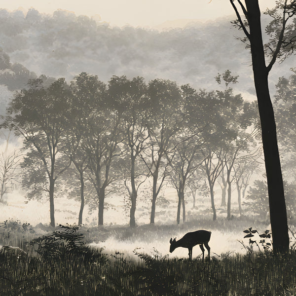 Papier Peint Panoramique Forêt Noir et Blanc - Les Bois d'Encre