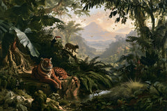 Papier Peint Panoramique Jungle Animaux Enfant - L'Expédition des Tropiques