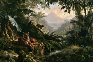Papier Peint Panoramique Jungle Animaux Enfant - L'Expédition des Tropiques