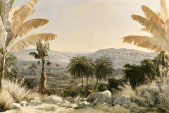 Papier Peint Panoramique Jungle Beige Lin - Vallée de Lin Tropical