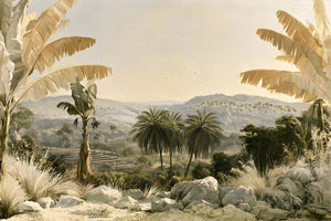 Papier Peint Panoramique Jungle Beige Lin - Vallée de Lin Tropical
