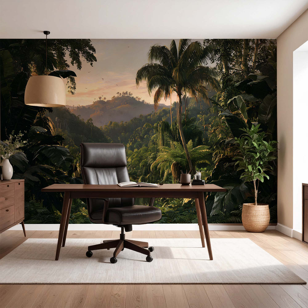 Papier Peint Panoramique Jungle Luxuriante - Canopée d’Émeraude