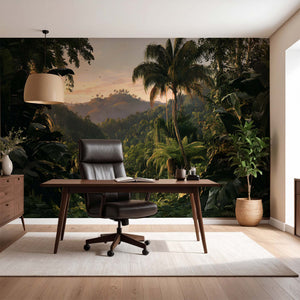 Papier Peint Panoramique Jungle Luxuriante - Canopée d’Émeraude