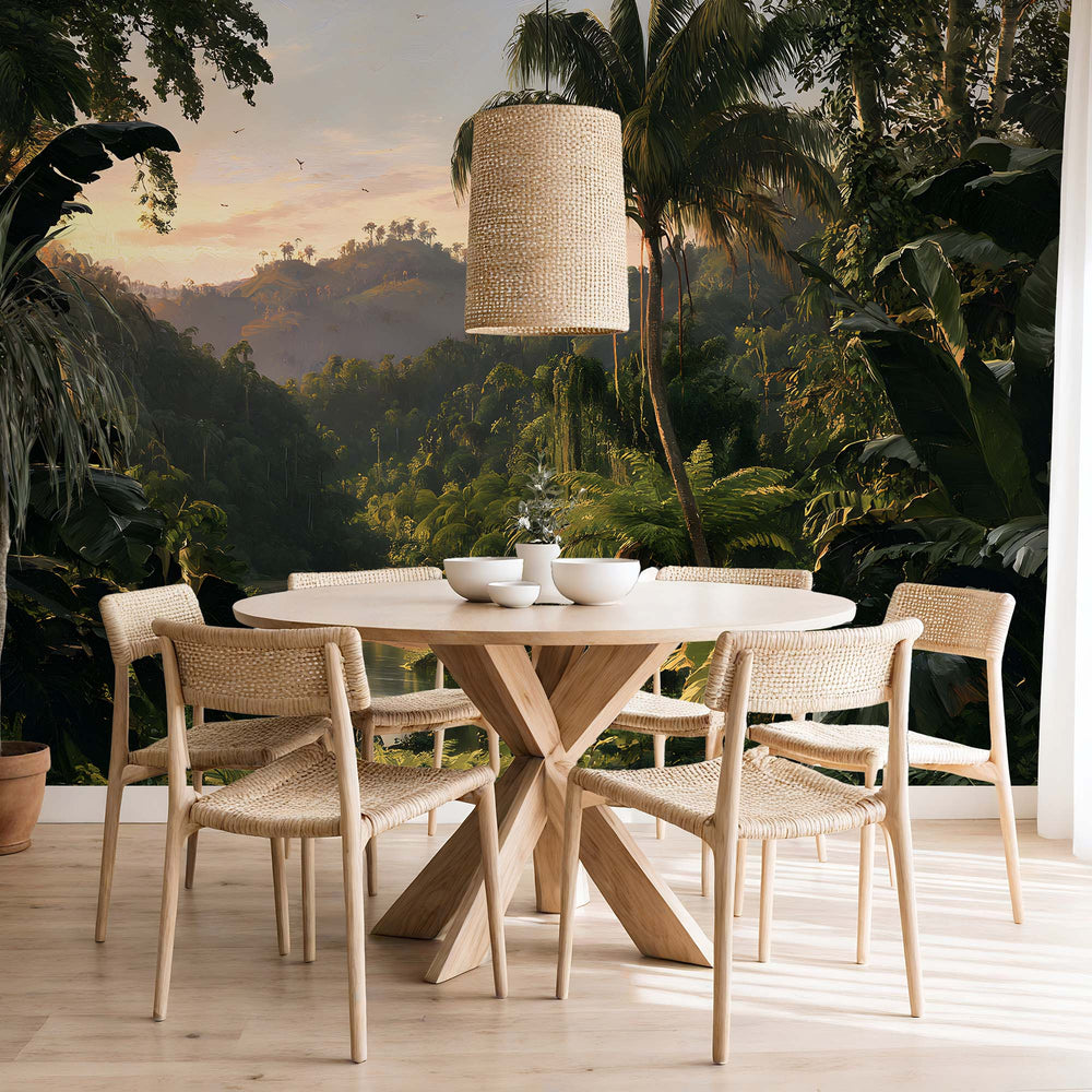 Papier Peint Panoramique Jungle Luxuriante - Canopée d’Émeraude