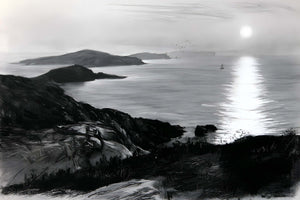 Papier Peint Panoramique Mer Noir et Blanc - Les Caps du Dernier Soleil