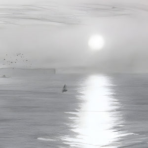 Papier Peint Panoramique Mer Noir et Blanc - Les Caps du Dernier Soleil