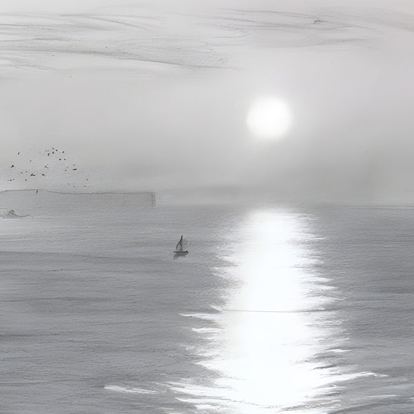 Papier Peint Panoramique Mer Noir et Blanc - Les Caps du Dernier Soleil