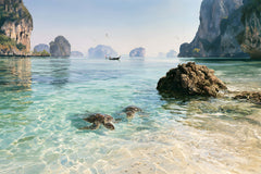 Papier Peint Panoramique Mer Tropicale - Le Lagon des Tortues de Siam