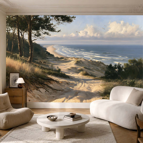 Papier Peint Panoramique Océan et Forêt - La Forêt qui Tombe dans l'Atlantique